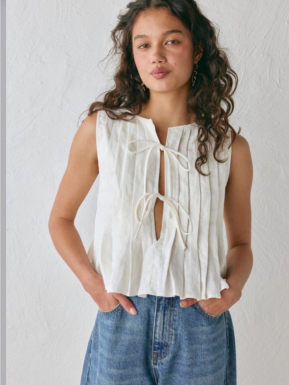 VRG Grl Valeria Linen Top White Size: 6